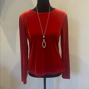 Elegant dark orange Velvet Women's Top long sleeve